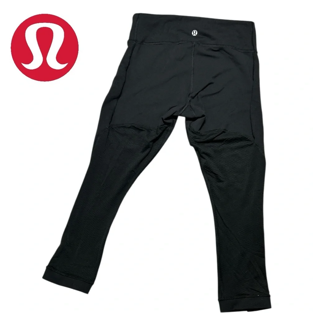 Lululemon Athletica Women’s Diamond Mesh Back Black Crop‎ Leggings - Size 4